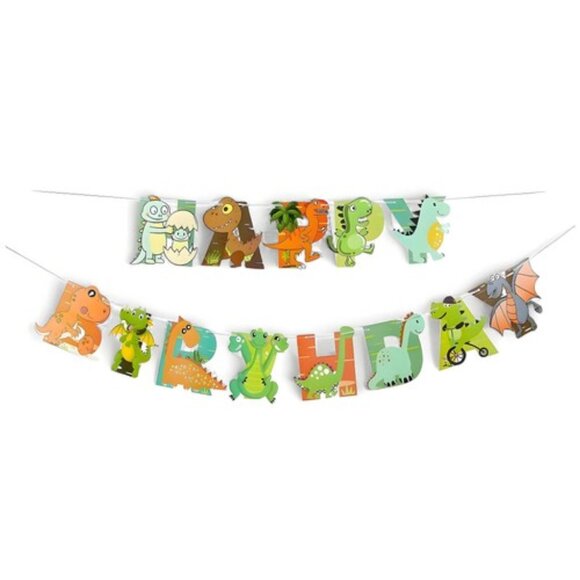 Dinosaur Happy Birthday Banner – Kids Dino Party Decoration - Picture 1 of 1